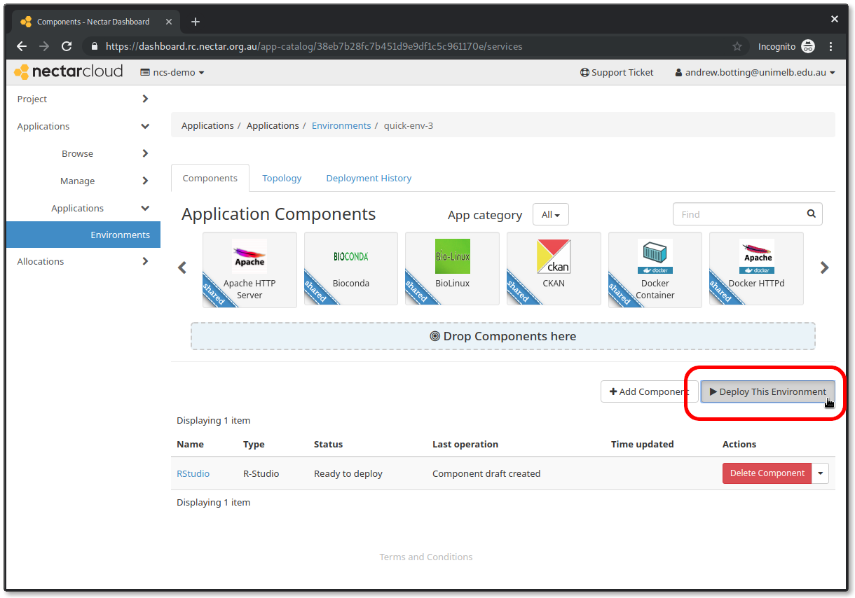 RStudio deploy button