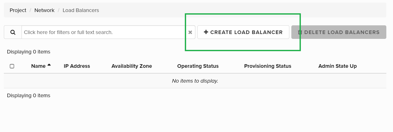 create loadbalancer button