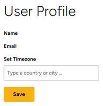 User Profile details and Timezone menu