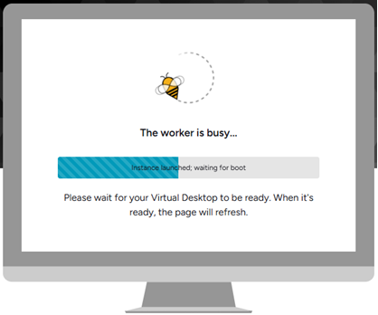 Loading screen saying to wait for your Virtual Desktop to be ready