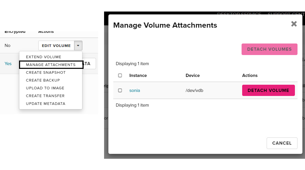 Manage Volume Attachements
